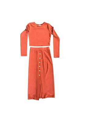 Paper Crane Rust Knit Skirt Top Set XS